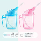 VOPHIA Drinking Beaker Cup for Disabled Adults, Convalescent No Spill Feeding Cup with Straw for Elderly Maternity Drink Water Porridge Soup 350ml (Blue)