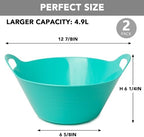 Tiawudi 2 Pack Snack Bowls (4.9L Large), Plastic Serving Bowls for Party, Large Bowls with Handles for Kitchen, Fruit, Cereal, Candy, Salad and Chip, Microwave Safe
