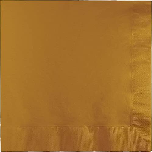 Creative Converting 663276B Touch of Color 2-Ply Paper Lunch Napkins (50 Count), Glittering Gold, 6.5"x6.5"