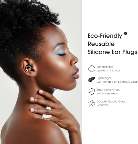 Ear Plugs for Sleeping, 95dB Silicone Ear Plugs for Noise Reduction, Reusable Sleeping Noise Cancelling Earplugs for Snoring, Concert & Shooting Ear Protection with 6 Eartips(Black)