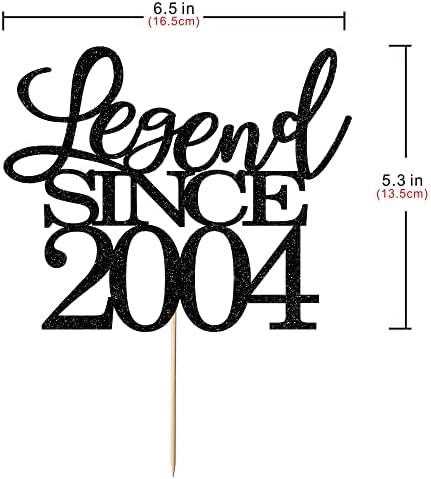 legend since 2004 cake topper 22st birthday happy birthday cake topper men and women cheer 22 years old handmade black glitter cake decoration