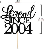 legend since 2004 cake topper 22st birthday happy birthday cake topper men and women cheer 22 years old handmade black glitter cake decoration