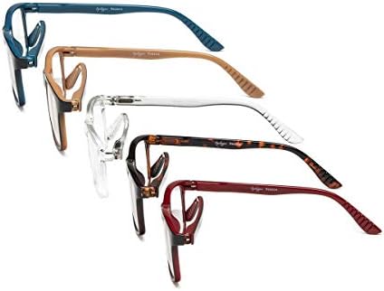 Eyekepper 5 Pairs Reading Glasses Classic Rectangular Frame Mens Womens Spring Hinges