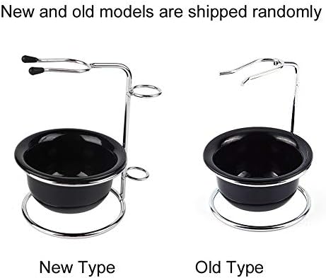 Stainless Steel Shaving Brush Stand, Black Shaving Bowl Holder, Dual Purpose Organizer for Men Wet Shaving Kit, Classic Gift