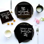 40pcs Black and Silver 21st Birthday Disposable Paper Napkins,21st Birthday Party Decorations for Cake Dessert Berverage Tableware Cocktail Napkins