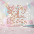 Rose Gold Floral Fairy 1st Birthday Cake Topper – Enchanted Fairy First Birthday & Baby Shower Party Decoration