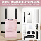 SPRING SEAON Crutch Bag Water-Resistant Pouch Lightweight Accessory Storage Carry Kit Cup and Bottle Pocket Holder Crutches Accessories for Kids, Men, Women Pink