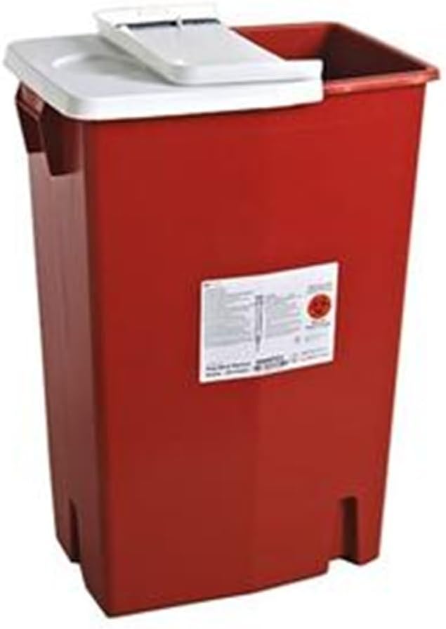 Covidien Ken 8998PG2 SharpSafety Sharps Container Gasketed Hinged Lid, PGII Rated, 18 Gallon, Pack of 5