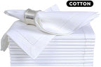 Bedding Craft Cotton Cloth Dinner Napkins Set of 12 – 18x18 White with Hemstitched Mitered Corners – Machine Washable Fabric Napkins for Weddings, Dinner Parties & Table Decorations