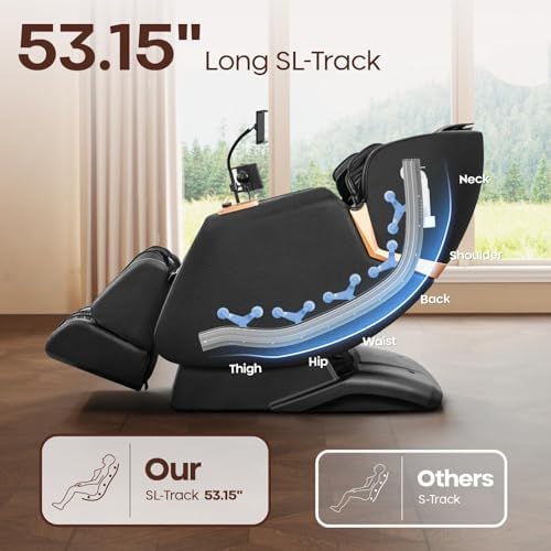 4D Massage Chairs Full Body - 53.5 Extend Sl Track Shiatsu Massage Chair - Zero Gravity Massage Chair,Core Heating & 22 Airbag, Smart Foot Rollers,Ai Voice, Yoga Mode