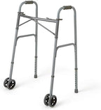 Medline Heavy Duty Bariatric Extra Wide Folding Walker wtih 5" Wheels, Supports up to 600 lbs, Comfort Foam Hand Grips