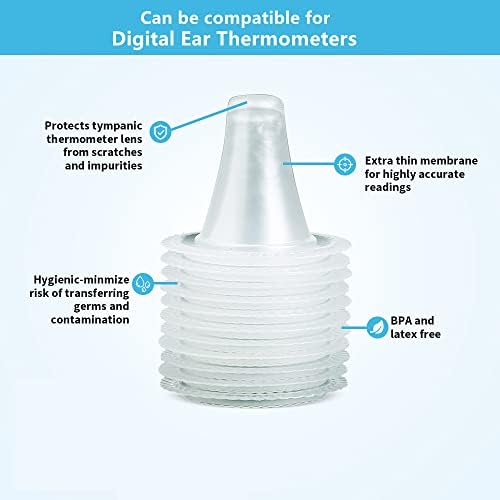 200X Ear Thermometer Probe Covers Lens Filters Refill Caps for All Braun Digital Ear Thermometer Models, BPA Free and Disposable for Braun Thermoscam 7 Series, 6 Series(200)
