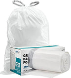 Plasticplace Custom Fit Trash Bags, Compatible with simplehuman Code X (200 Count) White Drawstring Garbage Liners 21 Gallon/ 80 Liter, 26" x 24.5"