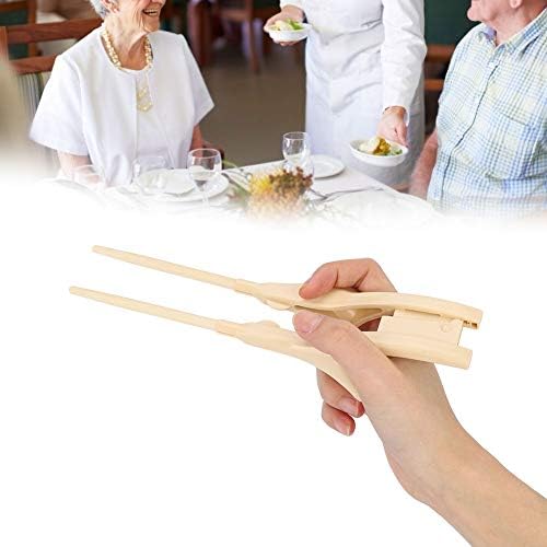 Handicapped Recovery Training Chopsticks With Helpers, Slippery Reusable And Replaceable Elderly Training Chopsticks (Beige)