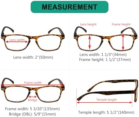 Eyekepper Ultrathin Flex Frame 5-Pack 80's Reading Glasses Tortoise +2.0