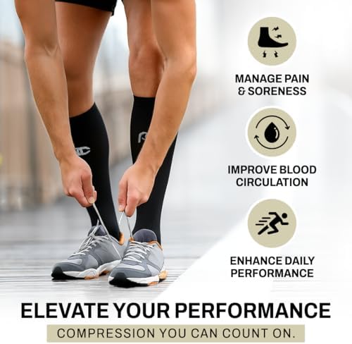PRO Compression Running Marathon Socks - Calf-Length Travel and Sports Compression Socks for Foot and Ankle Support, Unisex