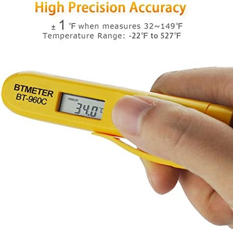 Mini Digital Infrared Thermometer - BTMETER BT-960C Temperature Pen with Pocket Clip Instant Read to 527℉ Auto Off for Meat Candy Cooking Food Grill Kitchen BBQ Candy Wine(NOT for Human Temp)