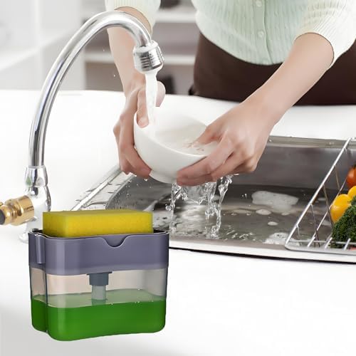 Dishwasher soap Dispenser, Kitchen Cleaning Pot Brush, Automatic Liquid Dispensing Box, soap Dispenser Gray, 1 Piece per Sale