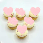 60 Pack Edible Heart Cake Topper Love Heart Cupcake Picks Water Paper Valentine's Day Theme Cake Decorations for Wedding Engagement Bridal Shower Birthday Party Supplies Pink