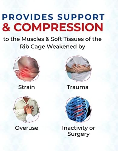 ITA-MED Breathable Elastic Rib Brace for Men, Ideal Compression Support Wrap/Belt for Broken, Cracked, Dislocated & Fractured Ribs, Made In USA (White, Medium)
