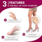 3-Pair Ball-of-Foot Cushions for High Heels Sandals Women - Bukihome Soft Gel Metatarsal Pads for Forefoot Pain Relief, Invisible Shoe Inserts Non-Slip Prevent Foot Sliding Forward (Clear)