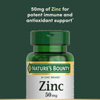 Nature’s Bounty Zinc 50mg | Immune System, Skin, & Antioxidant Health Support | Contributes to DNA Formation | Vegetarian, Non-GMO, Gluten Free | 100 Caplets, 1 Serving Per Day for Daily Health