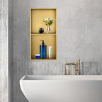 Shower Niche 12"x24", Two-Tier Recessed Brushed Gold Wall Niche, Stainless Steel Cabinet Insert Tile Ready, NO Tile Needed for Waterproof Wall Storage