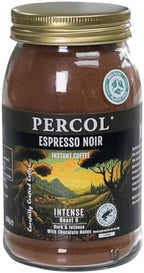 PERCOL ESPRESSO NOIR Instant Coffee Full-Flavored Taste & Silky Crema Finish – Dark, Intense Robusta Blend 3.5 oz 1 Pk