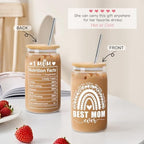 Mothers Day Gifts for Mom from Daughter Son, Gifts for Women Mama Stepmom Mother In Law Bonus Mom, Personalized Anniversary Birthday Mothers Day Presents for Wife from Husband - Can Glass Cups 16OZ