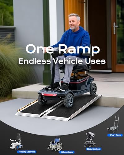 Portable Wheelchair Ramp 3FT, Non-Skid Aluminum Ramps for Wheelchairs for Home Steps, 800 LBS Capacity Handicap Ramp for Doorway, Threshold,Front Porch, Entry, Stairs 36" Lx 29.2" Wx2H