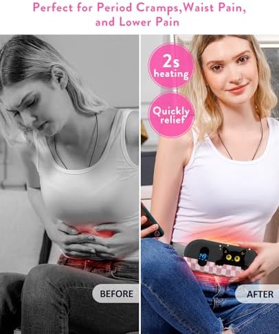 Portable Heating Pad for Period Cramps: Menstrual Heating Pad with Unique Design, Fast Heating Pad with 6 Heat Levels and 6 Massage Modes, Gifts for Women, Teens and Girls