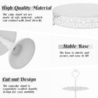 Fivenl 8 Pcs Cake Stand White Metal Dessert Table Display Set, 3-Tier Cupcake Stand, Cake Display Tower and Cookie Tray Rack Serving Tray for Birthday Party, Weddings, Baby Shower (White)