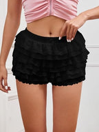 Women Y2K Lace Multi-Layered Bloomers, Lolita Ruffle Shorts, Sexy Short Pumpkin Pants, Elastic Waist Sweet Pettipants