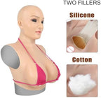 Realistic Silicone Female Head Mask Hand-Made with Crossdresser Mask Breast Forms for Cosplay Drag Queen Halloween