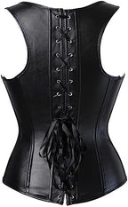 Grebrafan Women Steampunk Plus Size Leather Bustier Corset with Buckles
