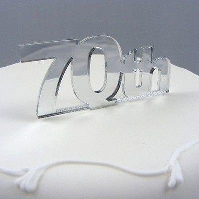 70th Celebration Cake Topper - Pink Mirror, 10 cm