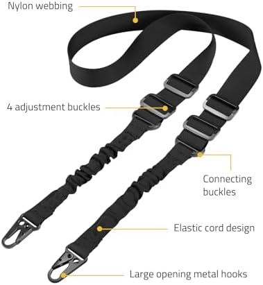 CVLIFE Two Points Rifle Sling with Length Adjuster Traditional Sling with Metal Hook for Outdoors