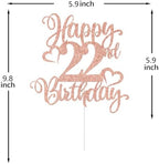 Happy 22nd Birthday Cake Topper, Cheers to 22 Years, Hello 22, 22nd Birthday Anniversary Party Decorations, Rose Gold Glitter