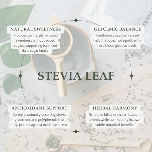 Organic Stevia Leaf 4 oz (113g), USDA Certified Organic Dried Hojas de Stevia, Dried Organica Leaf Herb Tea, Cut and Sifted