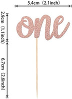 24 Pack First Birthday Cupcake Toppers Glitter One Cupcake Picks Baby Shower 1st Birthday Cake Decorations Party Supplies Rose Gold
