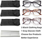 3-Pack Reading Glasses for Women, Oprah Style Frame Spring Hinge Readers Blue Light Blocking Glasses
