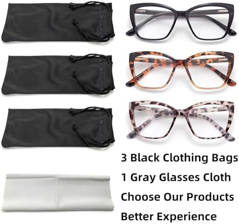 3-Pack Reading Glasses for Women, Oprah Style Frame Spring Hinge Readers Blue Light Blocking Glasses