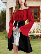 FEOYA Women’s Renaissance Off Shoulder Blouse Medieval Pirate Peasant Shirt for Cosplay Party Daily Wear