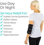 Vive Elbow Splint Brace for Tendonitis, Cubital Tunnel, Sleep Support, Tennis Elbow - 2 Removeable Splints That Stabilize Joint for Pain Relief - Arm Compression Sleeve Immobilizer for Men and Women