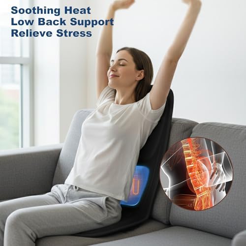 Back Massager with Heat, Massage Seat Cushion with 3D Back Support, 8 Vibrating Motors Massager Chair Pad for Full Body Pain Relief, Ideal Gift for Easter/Lover/Parents/Friends