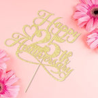 Glitter Happy 25th Anniversary Cake Toppers -Wedding Anniversary Party Decorations,25th Wedding Anniversary, Company Anniversary Party, Birthday Party Decorations (golden)