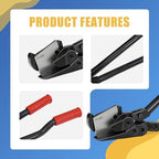 Heavy Duty Strapping Cutter - 24" High Carbon Steel Blade for Steel & Polyester (PET) Strapping 1 1/4" to 2" Width & 0.06" Thickness - Ergonomic Handle for Comfort & Precision Cutting