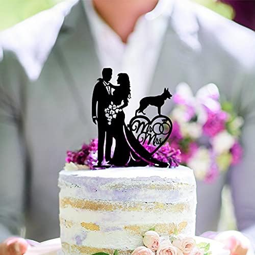 Couple Wedding Cake Topper Bride And Groom With German Shepherd Dog Cake Topper Custom Dog Pet Topper Personalized Wedding Topper Bride Cake Topper Ideal Gift for Wedding Anniversary