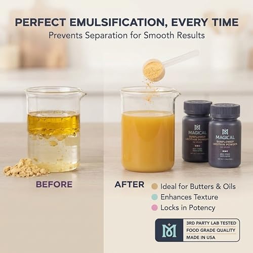 MAGICAL BUTTER Sunflower Lecithin Powder 2-Pack – Soy-Free, Non-GMO, Vegan & Kosher Emulsifier for Baking, Butter & Oil Stabilizer | 1.76 oz Each