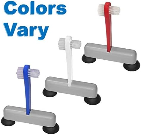 Rehabilitation Advantage Denture Scrub Brush & Suction Cup Holder,Red/Gray